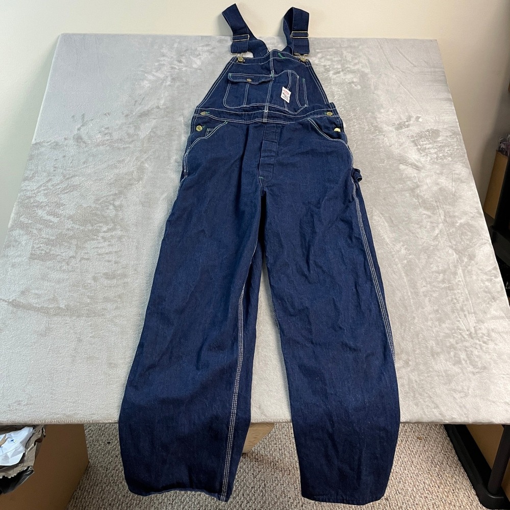 Vintage Pointer Brand Denim Overalls Mens 33x30 Blue Bib Workwear USA Made